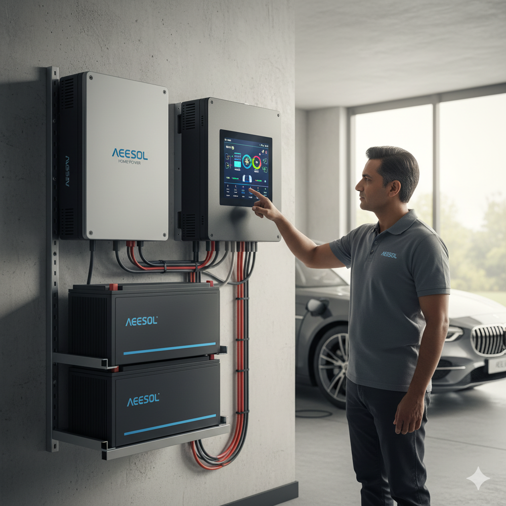 Inverter and battery setup in a home